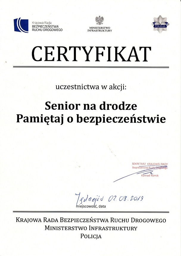 certyfikat senior mały